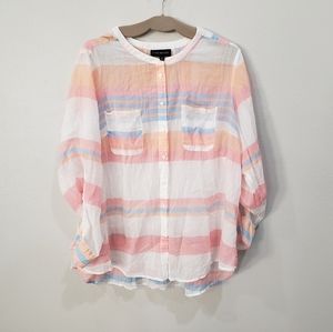 Lane Bryant 100% Cotton Long Sleeve Sheer Button Down Shirt, Size 22/24